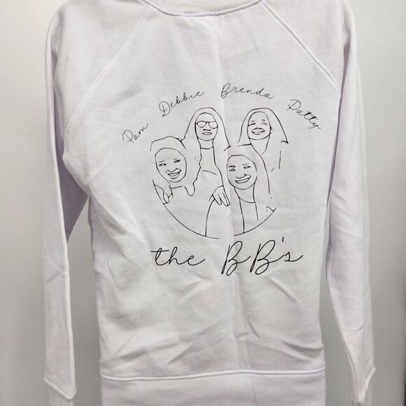 Time and Tru Pullover Sweatshirt Women's Medium White w/Black Print Personalized - Picture 6 of 8